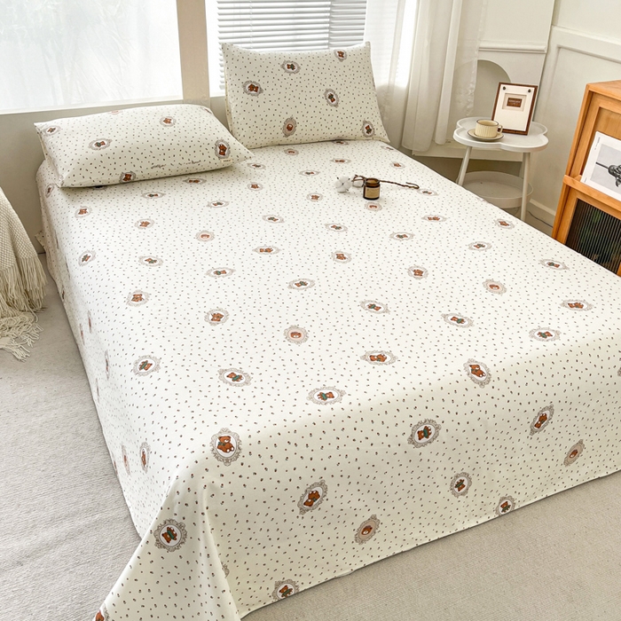 91家纺网 家纺一手货源 找家纺 咏绒家纺工厂店 2025新款100全棉纯棉老粗布花卉系列无印系列单品床单三件套【有版权】 时尚熊