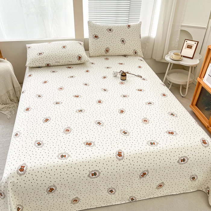 91家纺网 家纺一手货源 找家纺 咏绒家纺工厂店 2025新款100全棉纯棉老粗布花卉系列无印系列单品床单三件套【有版权】 时尚熊