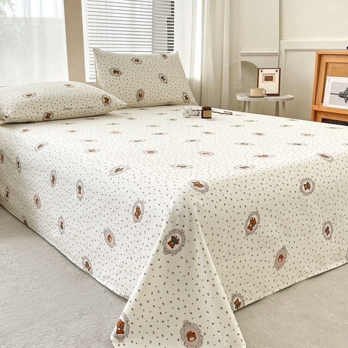 91家纺网 家纺一手货源 找家纺 咏绒家纺工厂店 2025新款100全棉纯棉老粗布花卉系列无印系列单品床单三件套【有版权】 时尚熊