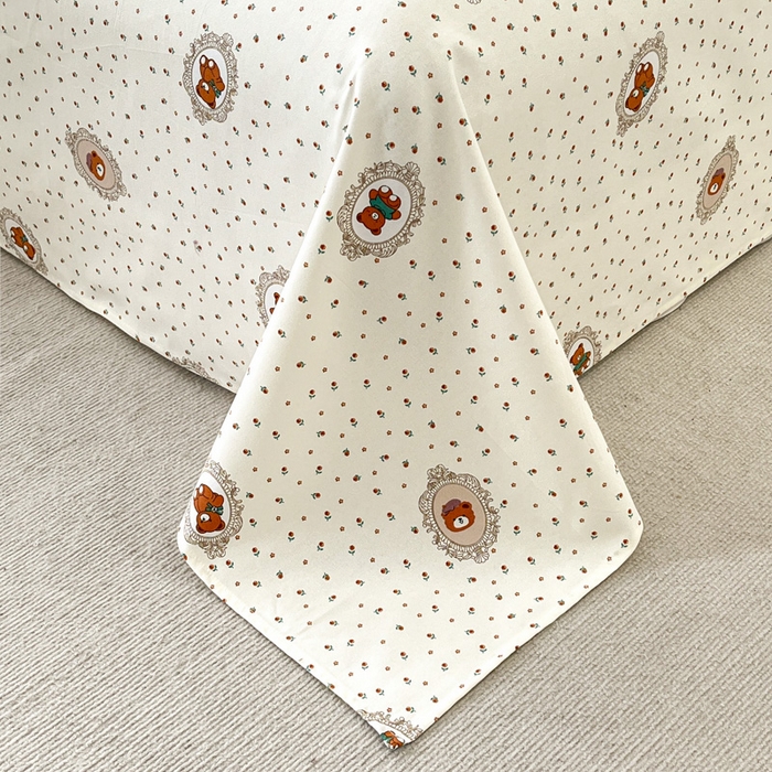 91家纺网 家纺一手货源 找家纺 咏绒家纺工厂店 2025新款100全棉纯棉老粗布花卉系列无印系列单品床单三件套【有版权】 时尚熊