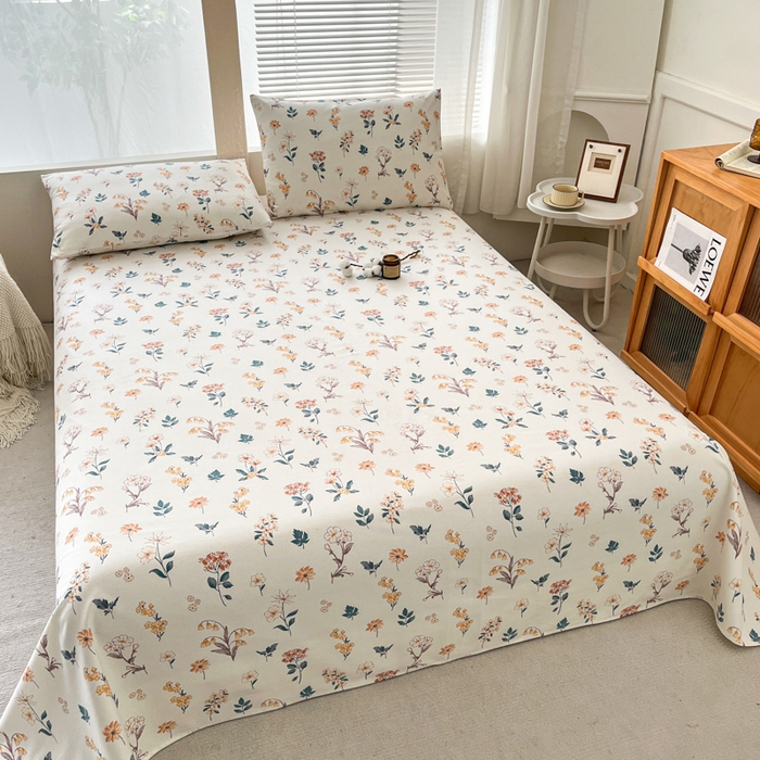 91家纺网 家纺一手货源 找家纺 咏绒家纺工厂店 2025新款100全棉纯棉老粗布花卉系列无印系列单品床单三件套【有版权】 雅梦