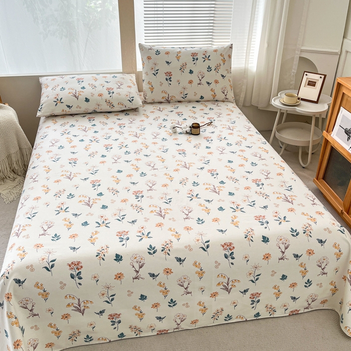 91家纺网 家纺一手货源 找家纺 咏绒家纺工厂店 2025新款100全棉纯棉老粗布花卉系列无印系列单品床单三件套【有版权】 雅梦