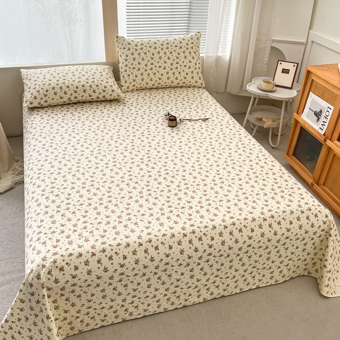 91家纺网 家纺一手货源 找家纺 咏绒家纺工厂店 2025新款100全棉纯棉老粗布花卉系列无印系列单品床单三件套【有版权】 花影爱情