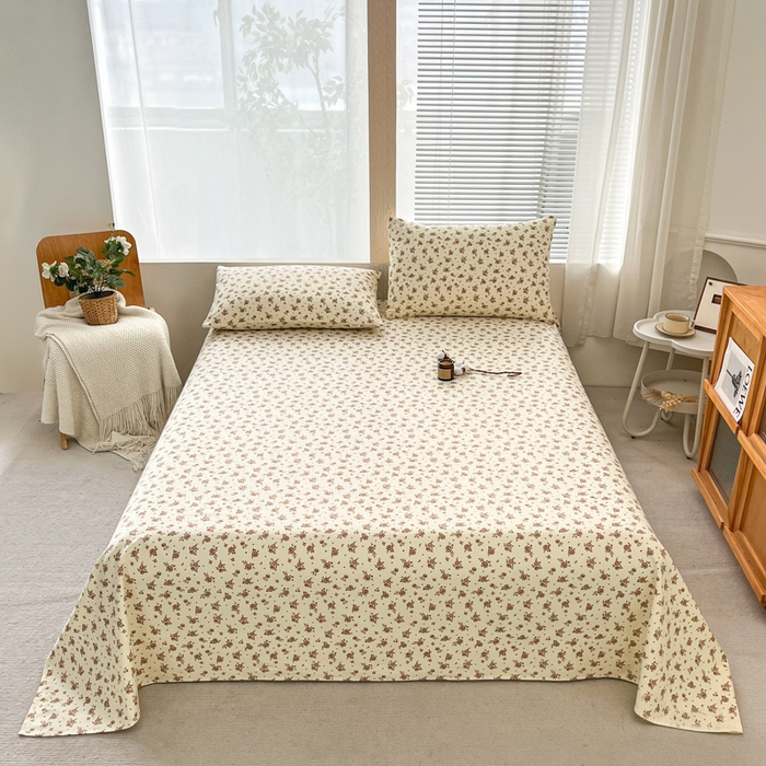 91家纺网 家纺一手货源 找家纺 咏绒家纺工厂店 2025新款100全棉纯棉老粗布花卉系列无印系列单品床单三件套【有版权】 花影爱情