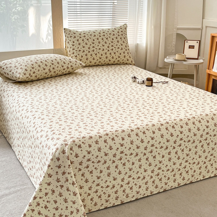 91家纺网 家纺一手货源 找家纺 咏绒家纺工厂店 2025新款100全棉纯棉老粗布花卉系列无印系列单品床单三件套【有版权】 花影爱情