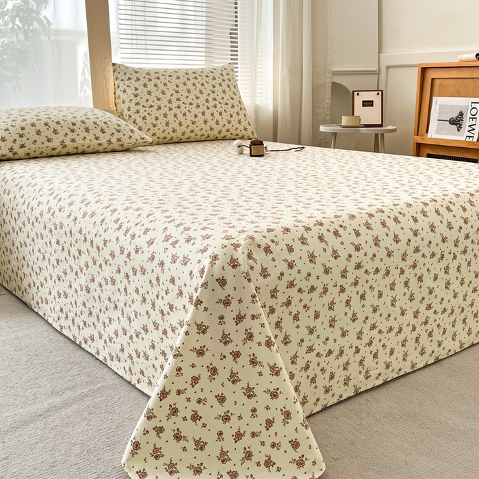 91家纺网 家纺一手货源 找家纺 咏绒家纺工厂店 2025新款100全棉纯棉老粗布花卉系列无印系列单品床单三件套【有版权】 花影爱情