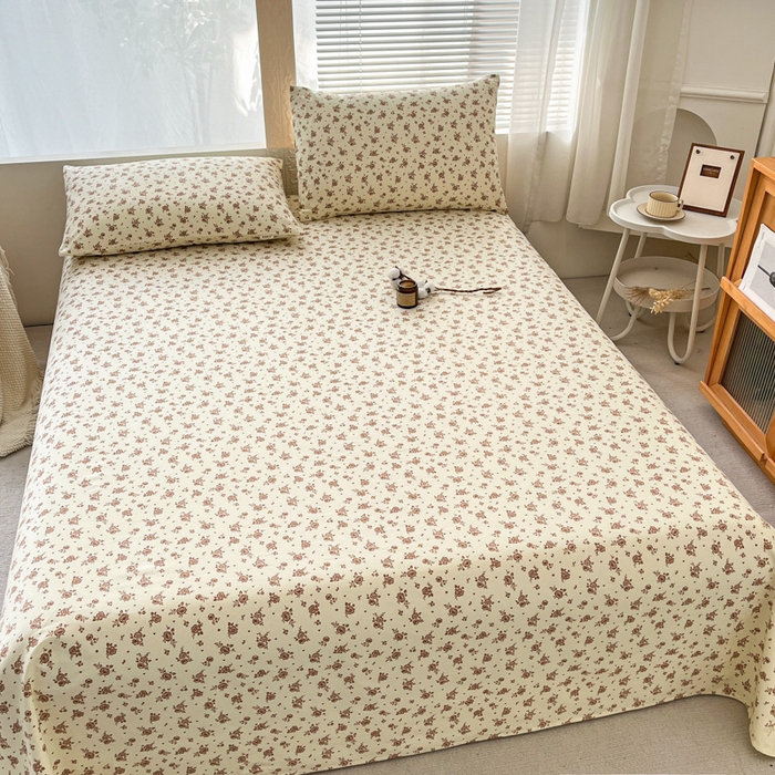 91家纺网 家纺一手货源 找家纺 咏绒家纺工厂店 2025新款100全棉纯棉老粗布花卉系列无印系列单品床单三件套【有版权】 花影爱情