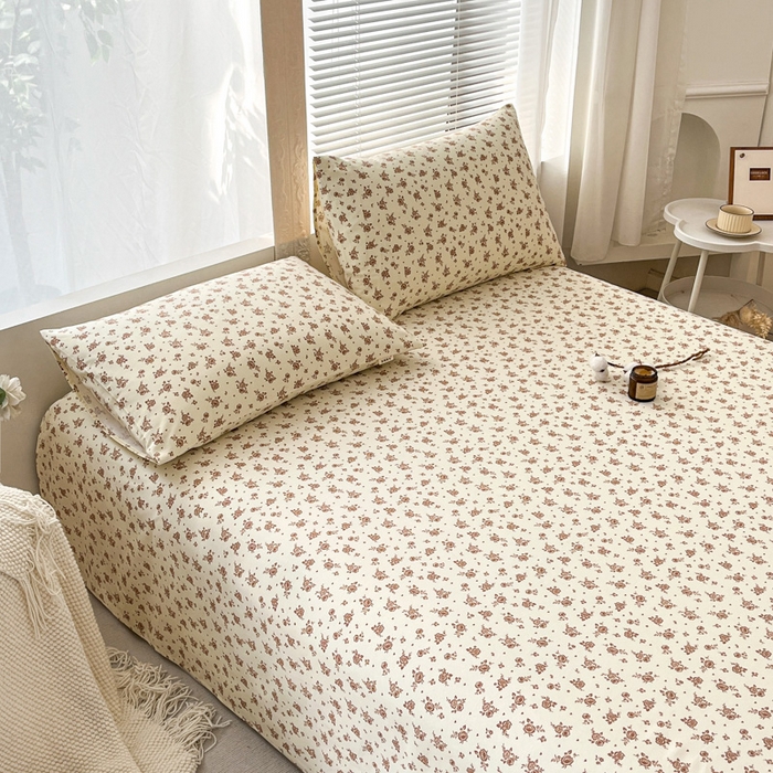91家纺网 家纺一手货源 找家纺 咏绒家纺工厂店 2025新款100全棉纯棉老粗布花卉系列无印系列单品床单三件套【有版权】 花影爱情