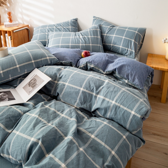 91家纺网 家纺一手货源 找家纺 （总）咏绒家纺工厂店 2025新款A类色织水洗棉四件套