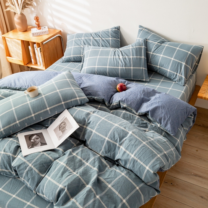 91家纺网 家纺一手货源 找家纺 （总）咏绒家纺工厂店 2025新款A类色织水洗棉四件套