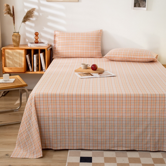 91家纺网 家纺一手货源 找家纺 咏绒家纺工厂店 2025新款A类色织水洗棉四件套 凯利桔