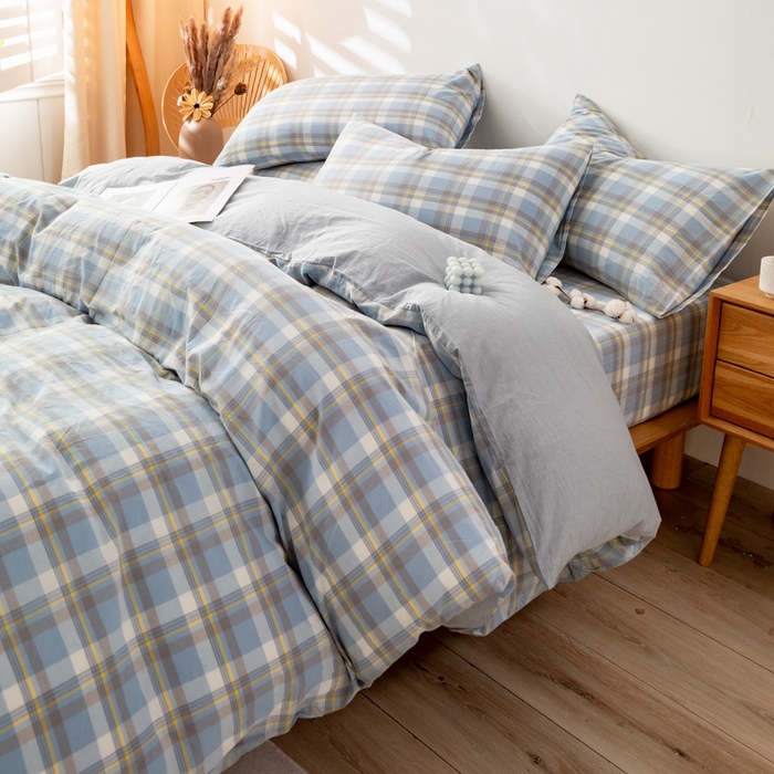 咏绒家纺工厂店 2025新款A类色织水洗棉四件套 莫妮卡