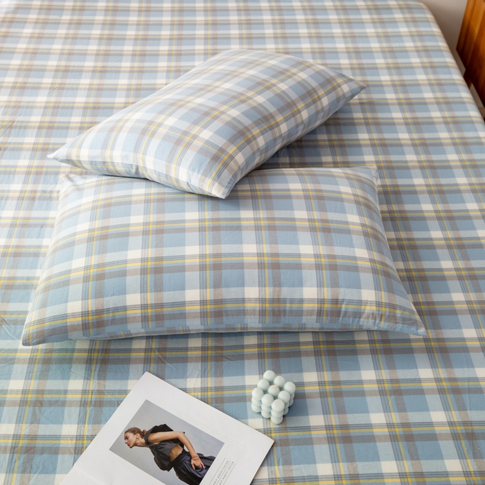 91家纺网 家纺一手货源 找家纺 咏绒家纺工厂店 2025新款A类色织水洗棉四件套 莫妮卡