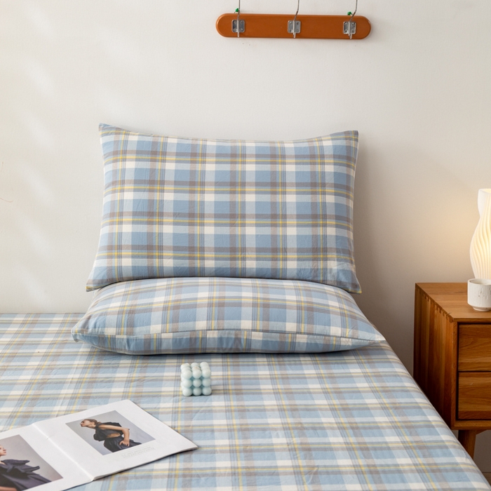 91家纺网 家纺一手货源 找家纺 咏绒家纺工厂店 2025新款A类色织水洗棉四件套 莫妮卡