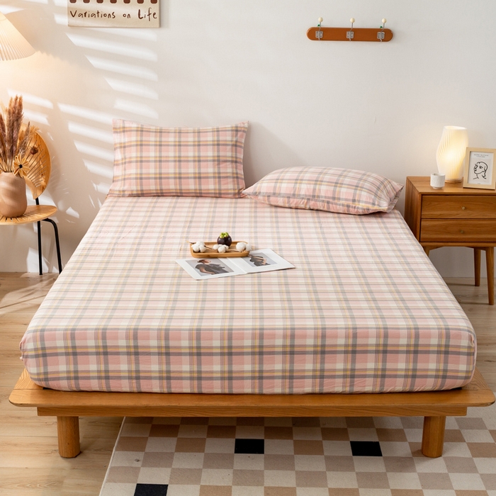 91家纺网 家纺一手货源 找家纺 咏绒家纺工厂店 2025新款A类色织水洗棉四件套 莫妮卡粉