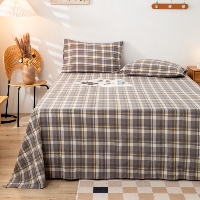 91家纺网 家纺一手货源 找家纺 咏绒家纺工厂店 2025新款A类色织水洗棉四件套 莫妮卡灰