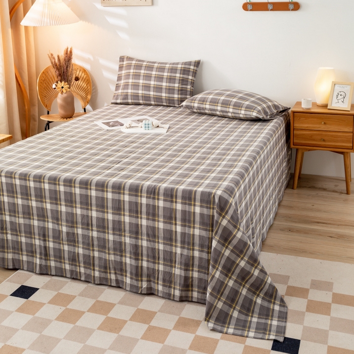 91家纺网 家纺一手货源 找家纺 咏绒家纺工厂店 2025新款A类色织水洗棉四件套 莫妮卡灰