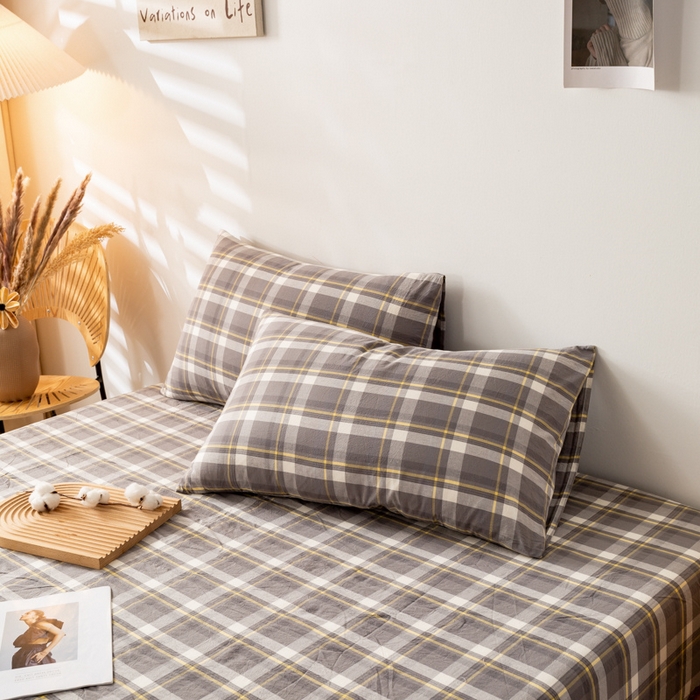 91家纺网 家纺一手货源 找家纺 咏绒家纺工厂店 2025新款A类色织水洗棉四件套 莫妮卡灰