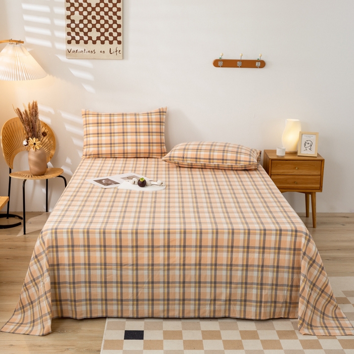 91家纺网 家纺一手货源 找家纺 咏绒家纺工厂店 2025新款A类色织水洗棉四件套 莫妮卡桔