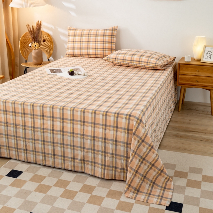 91家纺网 家纺一手货源 找家纺 咏绒家纺工厂店 2025新款A类色织水洗棉四件套 莫妮卡桔