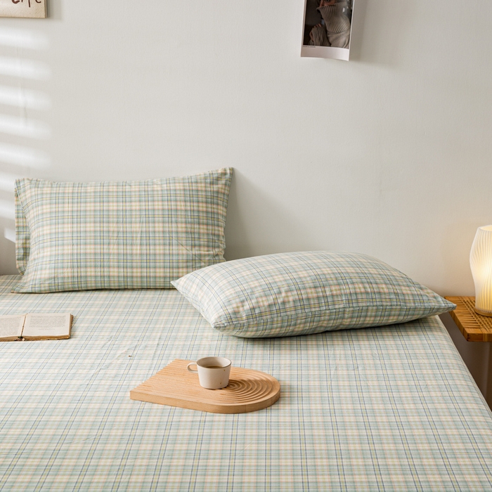 91家纺网 家纺一手货源 找家纺 咏绒家纺工厂店 2025新款A类色织水洗棉四件套 森与绿