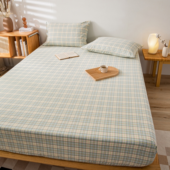 91家纺网 家纺一手货源 找家纺 咏绒家纺工厂店 2025新款A类色织水洗棉四件套 森与绿