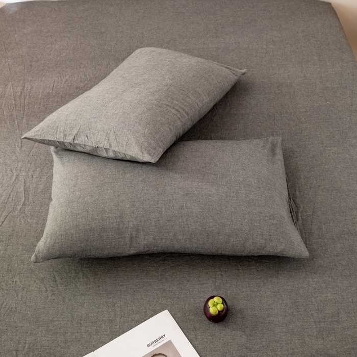 91家纺网 家纺一手货源 找家纺 咏绒家纺工厂店 2025新款A类色织水洗棉四件套 深灰+浅灰