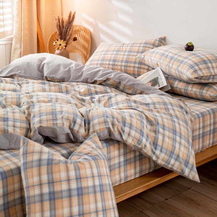 91家纺网 家纺一手货源 找家纺 咏绒家纺工厂店 2025新款A类色织水洗棉四件套 星空米