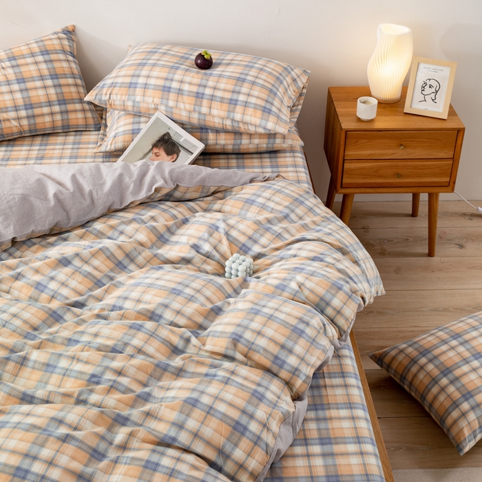 91家纺网 家纺一手货源 找家纺 咏绒家纺工厂店 2025新款A类色织水洗棉四件套 星空米