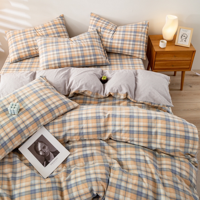 91家纺网 家纺一手货源 找家纺 咏绒家纺工厂店 2025新款A类色织水洗棉四件套 星空米