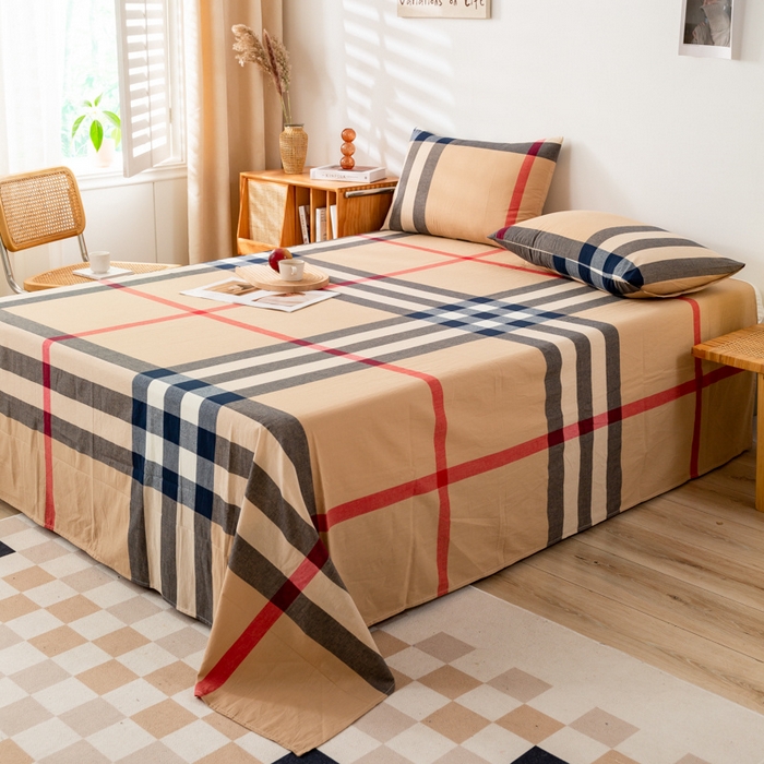 91家纺网 家纺一手货源 找家纺 咏绒家纺工厂店 2025新款A类色织水洗棉四件套 丈青洋红大格