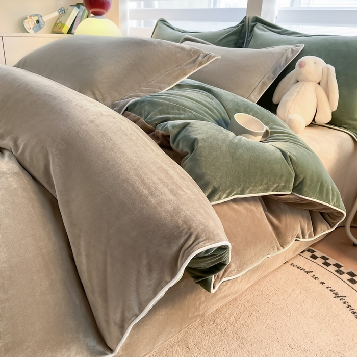 91家纺网 家纺一手货源 找家纺 （总）咏绒家纺工厂店 2025新款加厚婴儿绒牛奶绒四件套9斤工艺款宝宝绒四件套