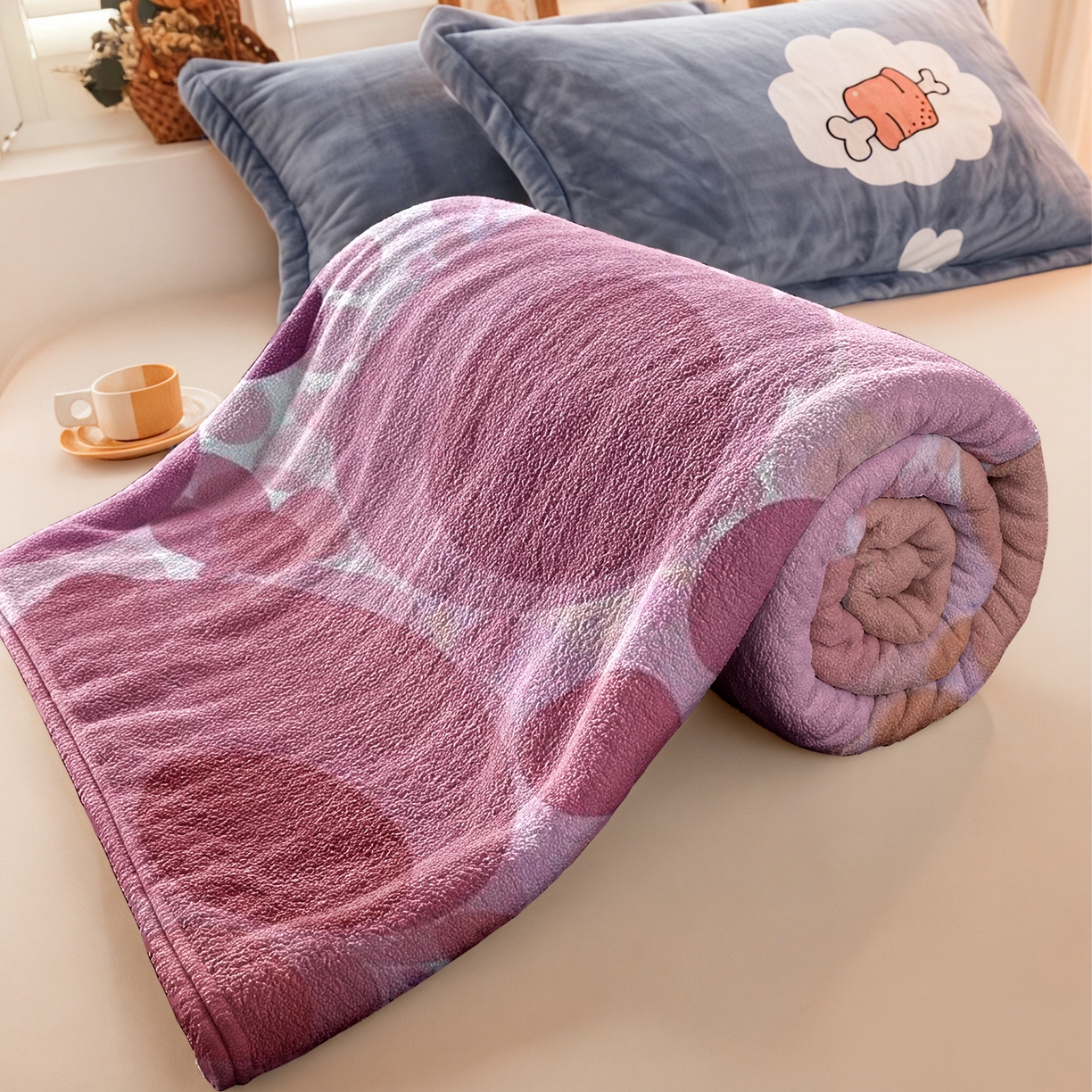 91家纺网 家纺一手货源 找家纺 合纵跨境工厂 2025新款一件定制pod模式jit跨境200G牛奶绒毛毯一件代发temu希音集 015923323