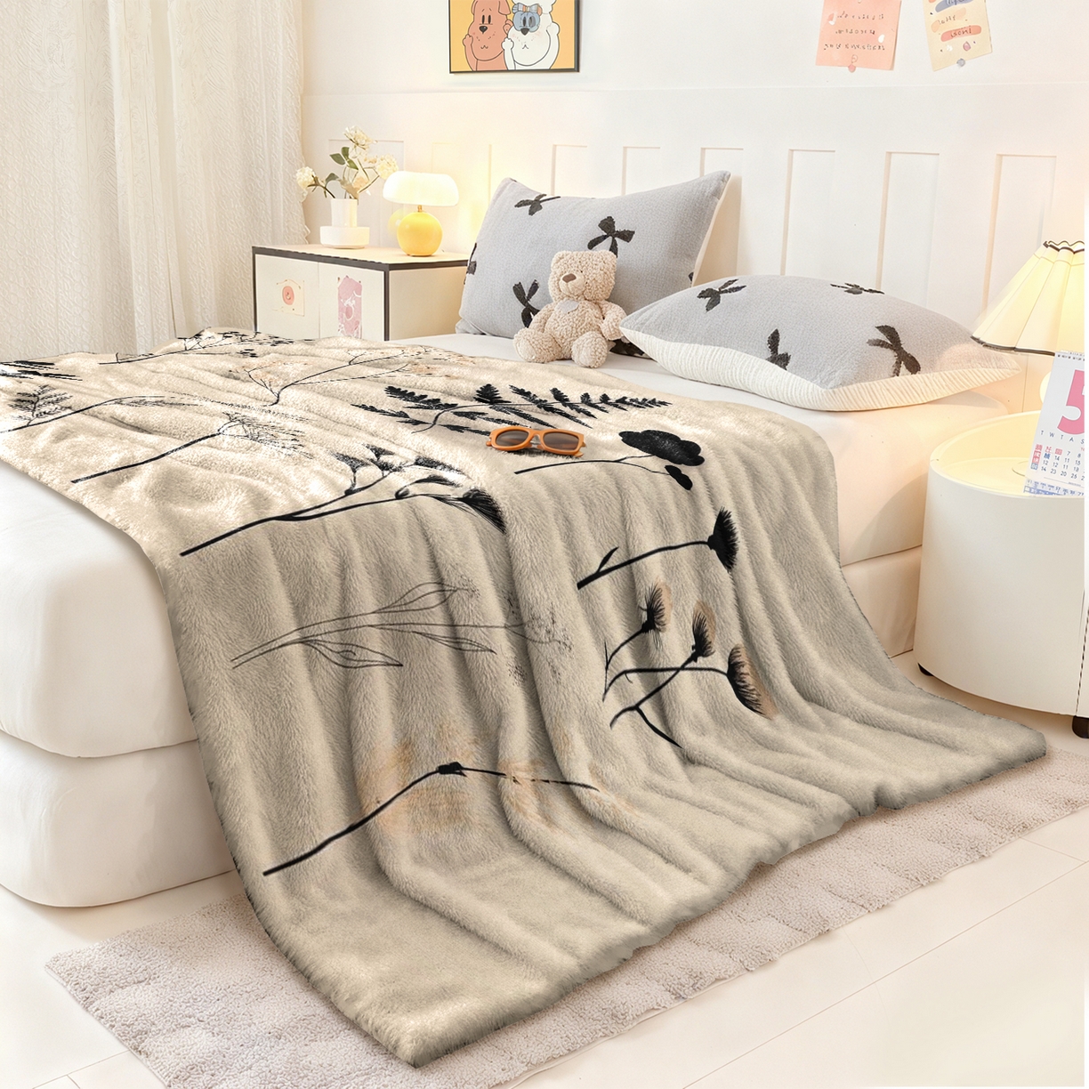 91家纺网 家纺一手货源 找家纺 合纵跨境工厂 2025新款一件定制pod模式jit跨境200G牛奶绒毛毯一件代发temu希音集 015923333