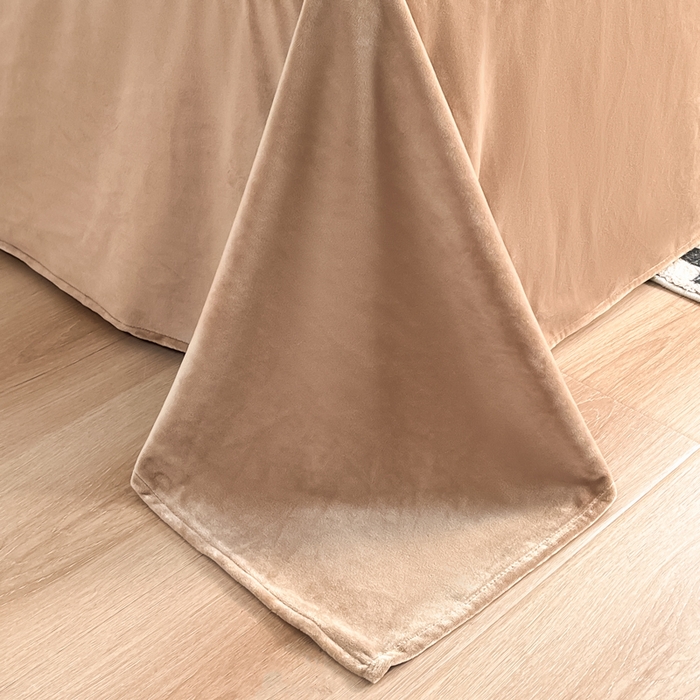 91家纺网 家纺一手货源 找家纺 咏绒家纺工厂店 2025新款加厚婴儿绒牛奶绒四件套9斤工艺款宝宝绒四件套 浅驼+晨曦红