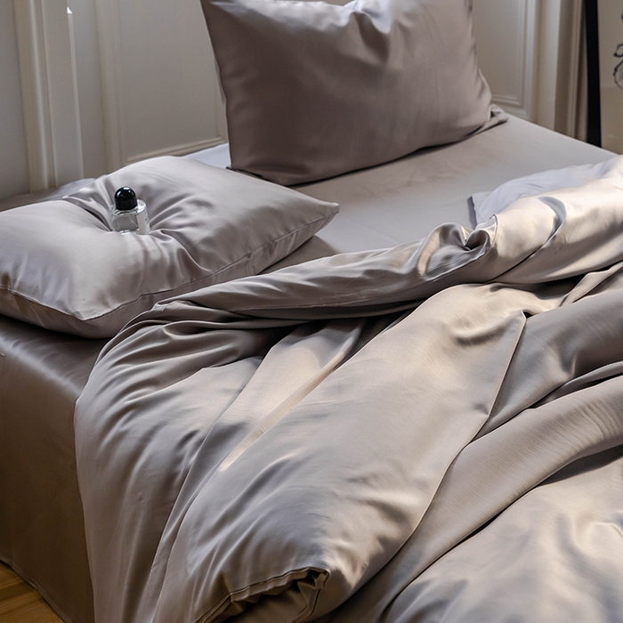 91家纺网 家纺一手货源 找家纺 浩情国际婚庆供货中心 2026新款60支奥地利兰精天丝纯色双拼系列四件套 岩石灰