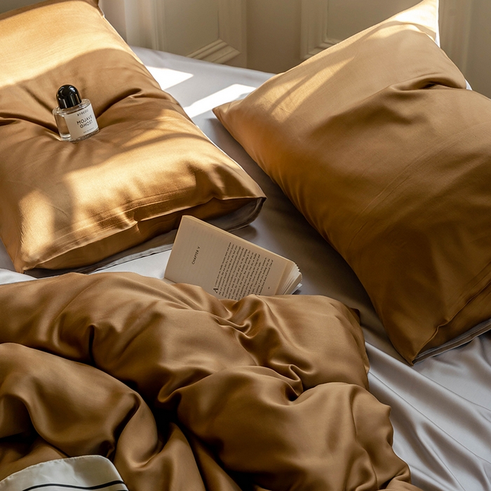 91家纺网 家纺一手货源 找家纺 （总）浩情国际婚庆供货中心 2026新款60支奥地利兰精天丝纯色双拼系列四件套