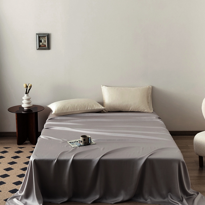 91家纺网 家纺一手货源 找家纺 浩情国际婚庆供货中心 2026新款60支奥地利兰精天丝纯色双拼系列四件套 岩石灰