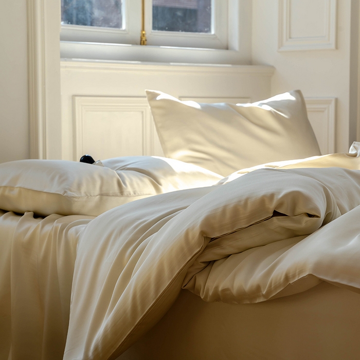 91家纺网 家纺一手货源 找家纺 浩情国际婚庆供货中心 2026新款60支奥地利兰精天丝纯色双拼系列四件套 极地白