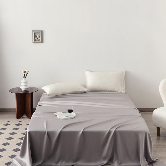 91家纺网 家纺一手货源 找家纺 浩情国际婚庆供货中心 2026新款60支奥地利兰精天丝纯色双拼系列四件套 满天星紫-曙光银