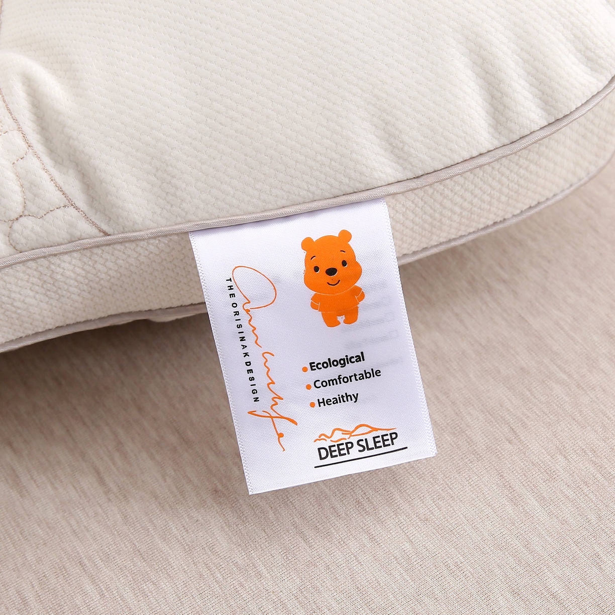 91家纺网 家纺一手货源 找家纺 珍贝家纺 2025新款毛巾绣儿童护颈枕枕头枕芯 贴布绣小熊--灰