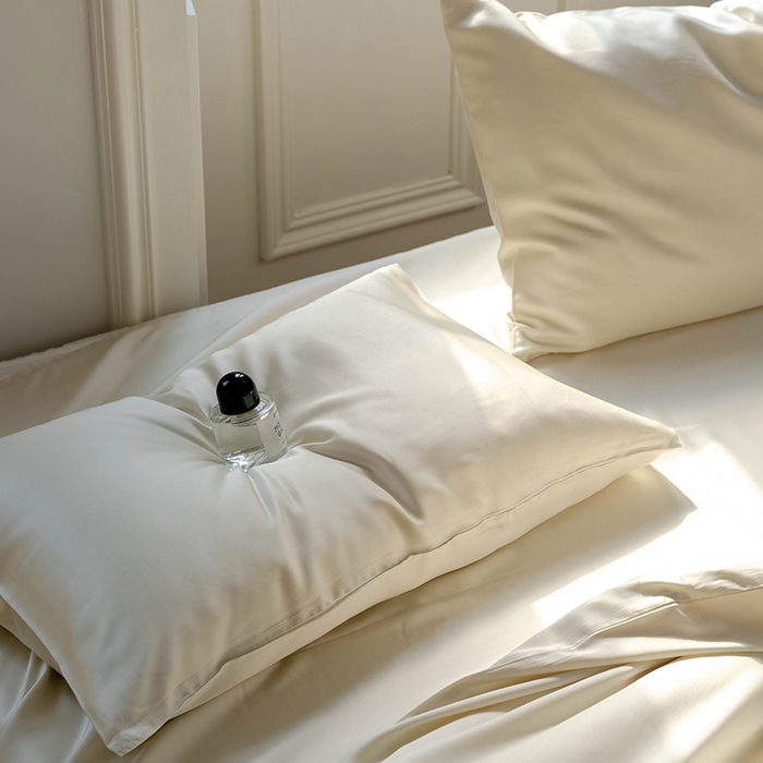 91家纺网 家纺一手货源 找家纺 浩情国际婚庆供货中心 2026新款60支奥地利兰精天丝纯色双拼系列四件套 极地白