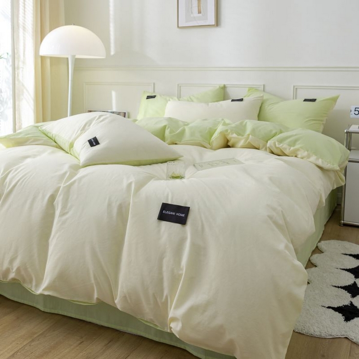 91家纺网 家纺一手货源 找家纺 （总）咏绒家纺工厂店 2025新款全棉纯棉水洗棉双拼款四件套学生三件套