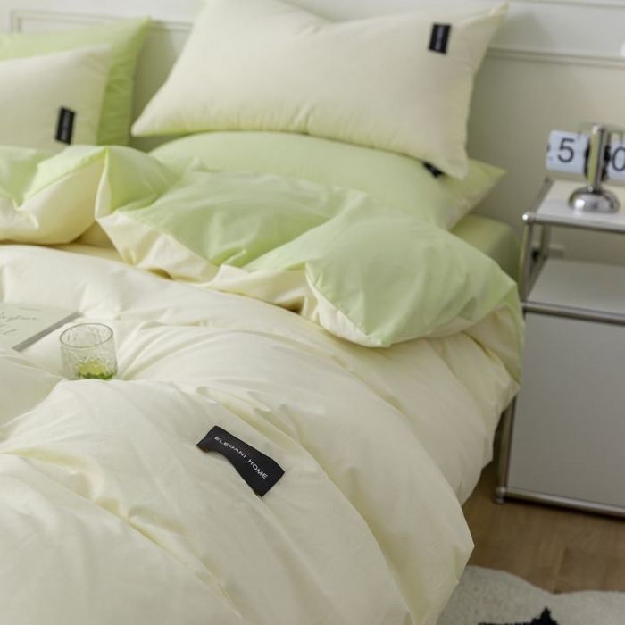 91家纺网 家纺一手货源 找家纺 （总）咏绒家纺工厂店 2025新款全棉纯棉水洗棉双拼款四件套学生三件套