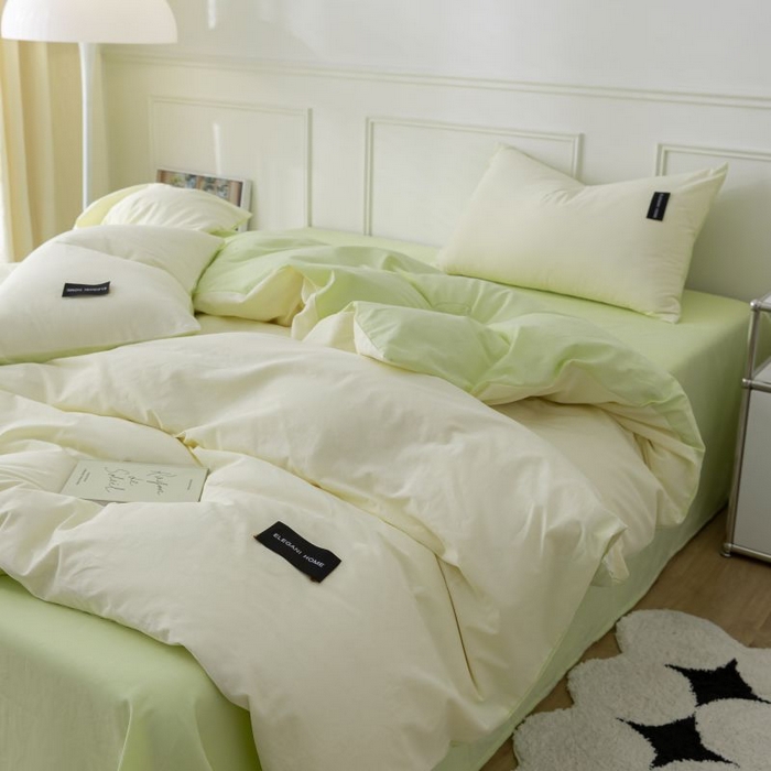 91家纺网 家纺一手货源 找家纺 （总）咏绒家纺工厂店 2025新款全棉纯棉水洗棉双拼款四件套学生三件套