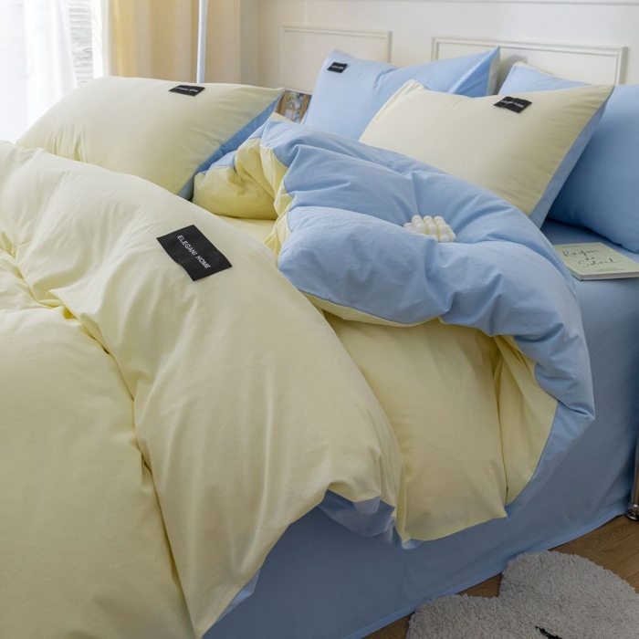 91家纺网 家纺一手货源 找家纺 （总）咏绒家纺工厂店 2025新款全棉纯棉水洗棉双拼款四件套学生三件套