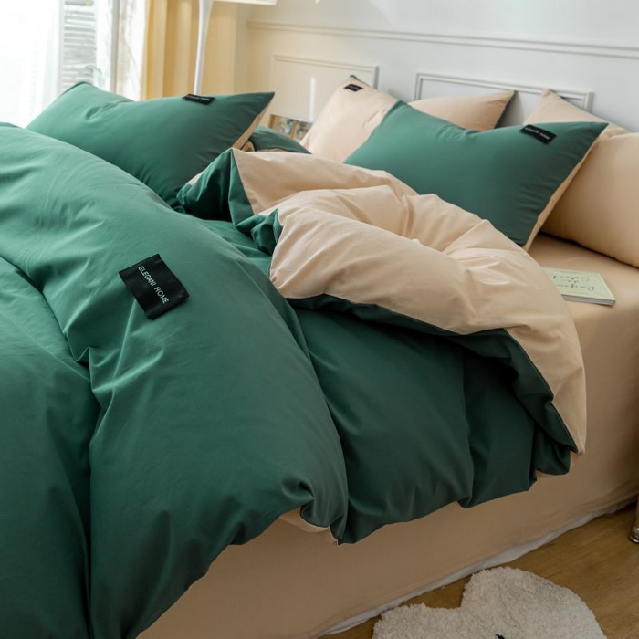 91家纺网 家纺一手货源 找家纺 （总）咏绒家纺工厂店 2025新款全棉纯棉水洗棉双拼款四件套学生三件套