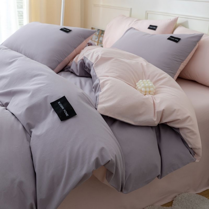 91家纺网 家纺一手货源 找家纺 （总）咏绒家纺工厂店 2025新款全棉纯棉水洗棉双拼款四件套学生三件套