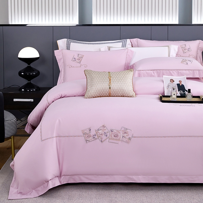 91家纺网 家纺一手货源 找家纺 浩情国际婚庆供货中心 2026新款160S春夏天丝棉高端刺绣系列四件套 诺兰-优雅紫