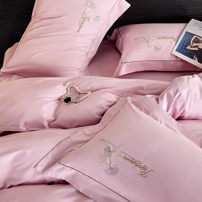 91家纺网 家纺一手货源 找家纺 浩情国际婚庆供货中心 2026新款160S春夏天丝棉高端刺绣系列四件套 银之杏-优雅紫